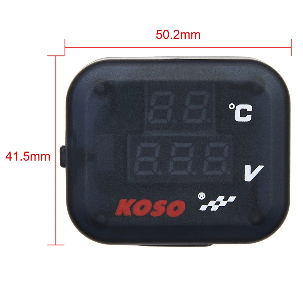 Universal KOSO Motorcycle Voltmeter Indicator Temperature Marker Voltage Digital Display USB Charger For Vespa Yamaha TMAX XMAX