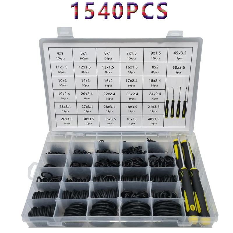 

1540pcs Rubber O Rings Metric Nitrile O Ring Gasket with 4 Pick for Automotive Faucet Pressure Washer Plumbing Car Repair