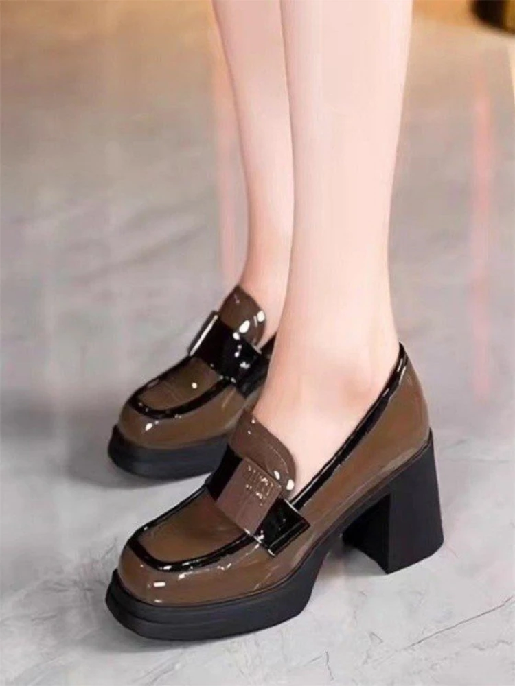 

British College Style Elegant Super High Heels Lolita Women's Square Toe Kawaii Mary Jane Comfortable Retro Jk Uniform Shoes