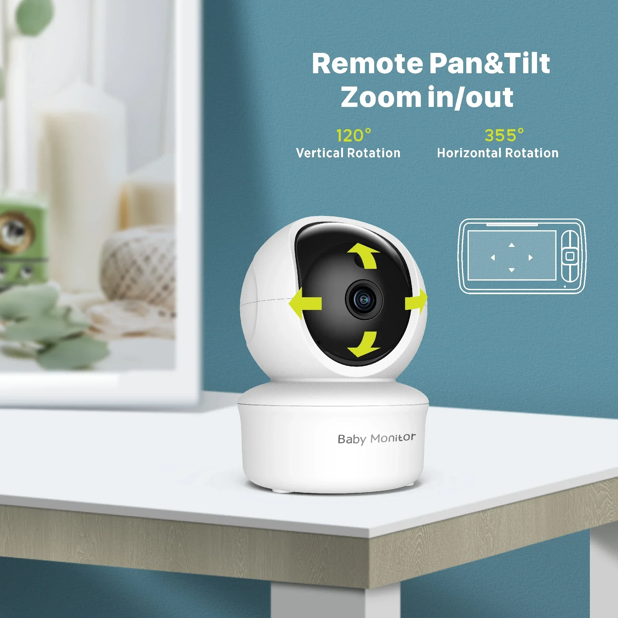 Baby Monitor Video Baby Monitor with Remote Pan-Tilt-Zoom IR Night Vision, Lullaby, Two Way Audiowith Camera and Audio SM650