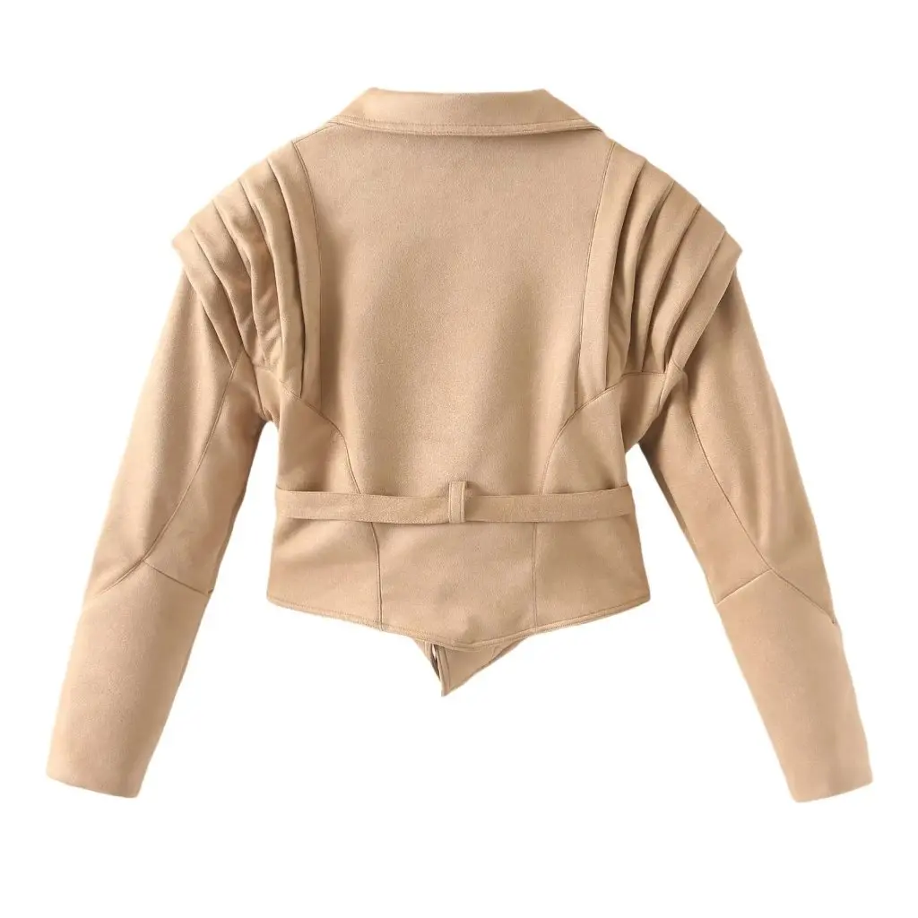 

Women's Autumn Winter Leather Coat Short Suede Long Sleeve Fashionable European Style Clothing for Ladies