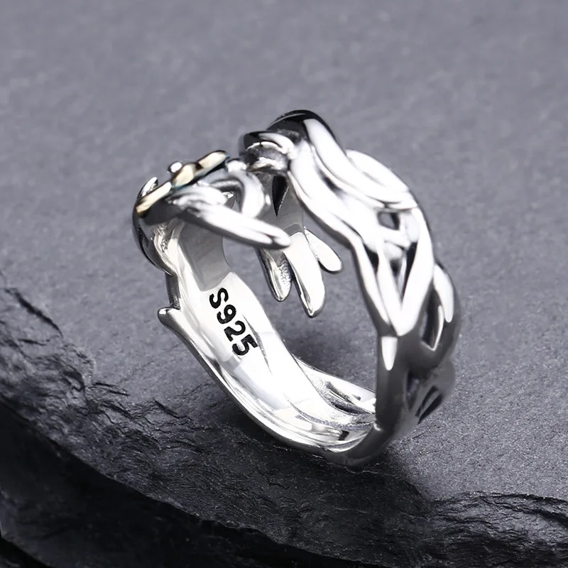 Bague croix en argent regardé 925 pour hommes et femmes, Vigne, Argent thaïlandais, Rétro, Murcia, Bijoux personnalisés, Vente en gros