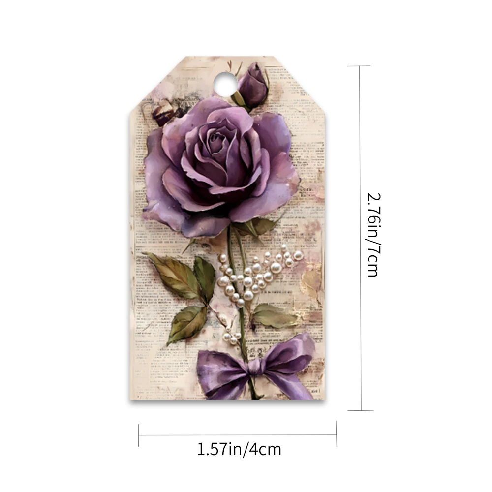 40 шт., декоративные бирки с розами, подарочные бирки, украшения для вечеринок, карты «сделай сам», упаковочные украшения, карточки для вечеринок, подарочный шпагат