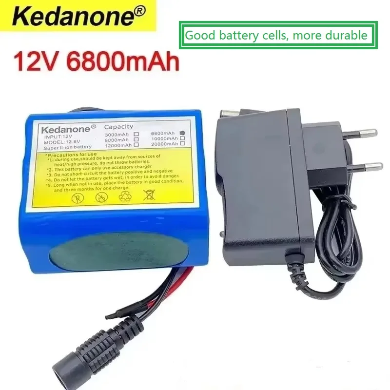 New18650 Li-ion 12V 6800mah batterie 6.8 Ah batteries rechargeables avec batteries au Lithium BMS panneau de Protection + chargeur 12.6V
