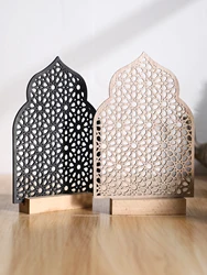 Ramadan Ornaments Hollow Wooden Desktop Ornaments Eid Mubarak Happy Ramadan muslim decor Ramadan Kareem Holiday Decorations Gift