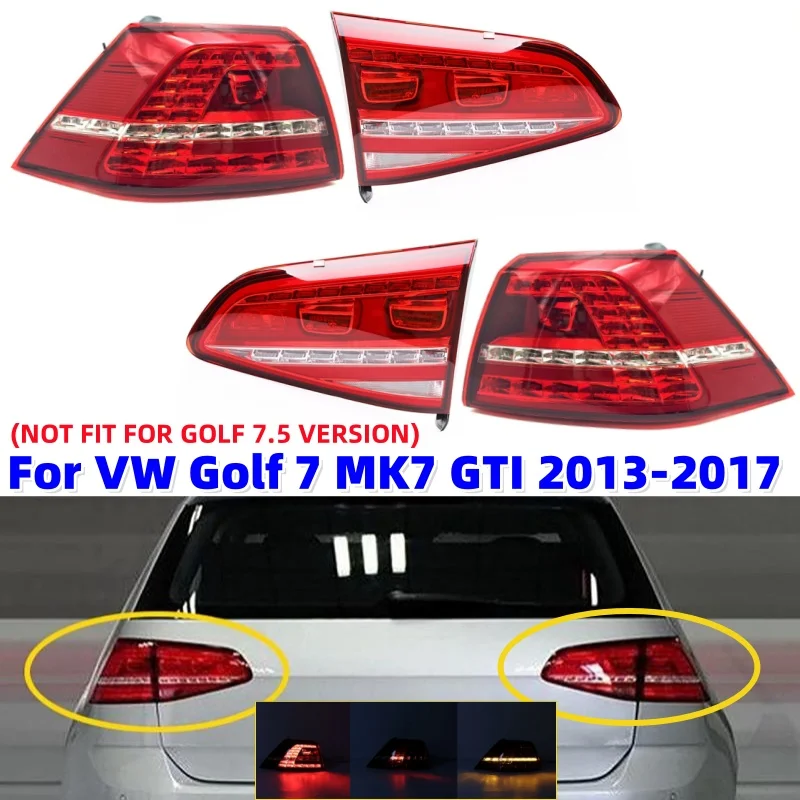

1Pcs Car Rear Bumper Brake Light Signal Warning Tail Light Assembly For VW Golf 7 MK7 GTI 2013-2017 Replacement Auto Taillamp