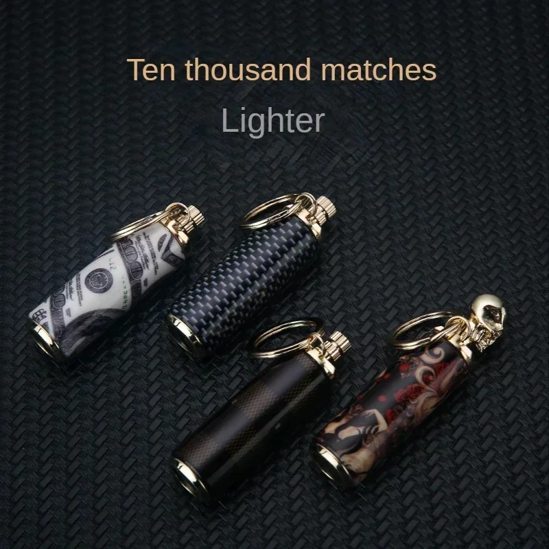 10000 Match Keychain Cigarette Lighter Kerosene Lighters Flame Torch Lighter Portable Metal Smoking Accessories New Gift For Men