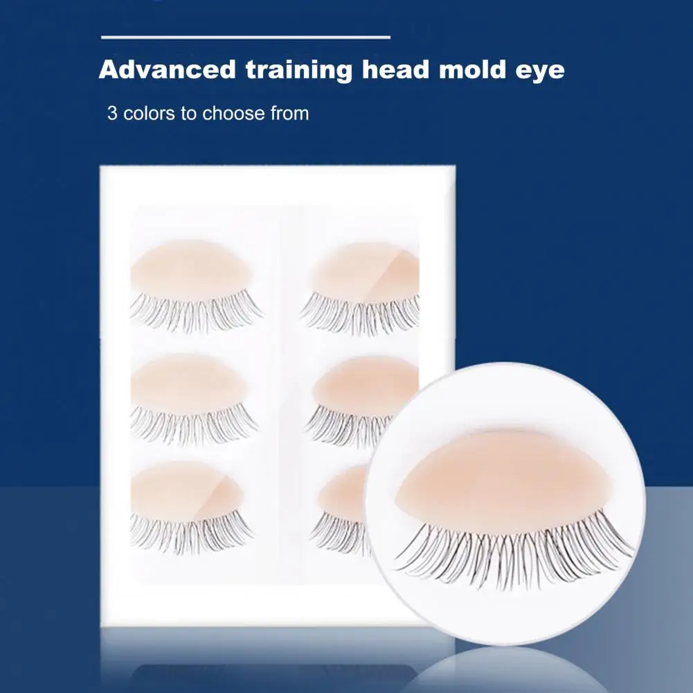 3 Pairs Mannequin False Eyelash Vivid Practice Easily Cleaning Extension Practice Head Model Removable Eyelash for Female