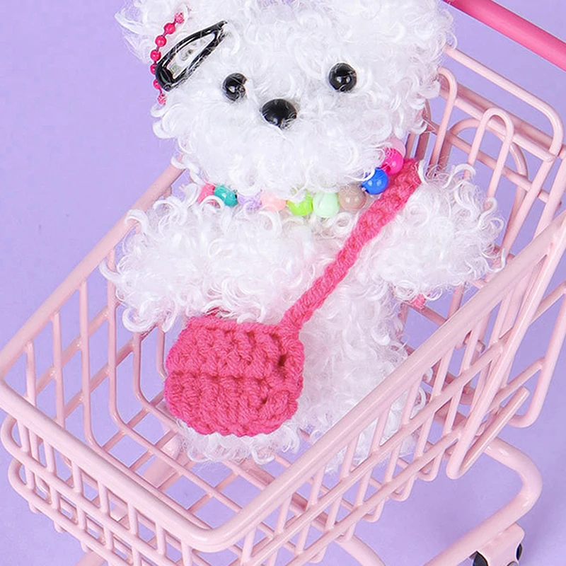 1Pc 1/12 Doll Plush Knitted Shoulder Bag Crossbody Bag Doll Mini Dress Up Accessories Dollhouse Decor Kid Pretend Play Toys