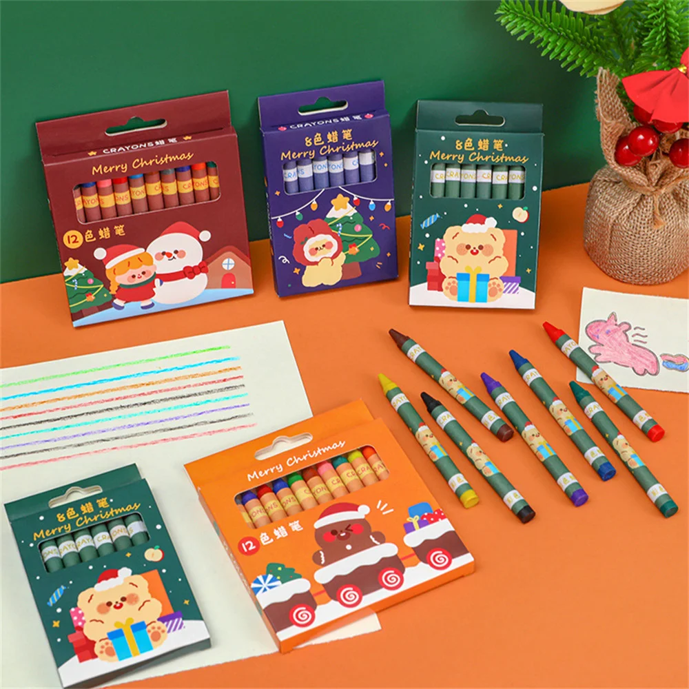 8/12/PCS Crayon Set Christmas Children's Gifts School Supplies Pastel Colors Crayons Coloring Paint Stationery Paintings Art