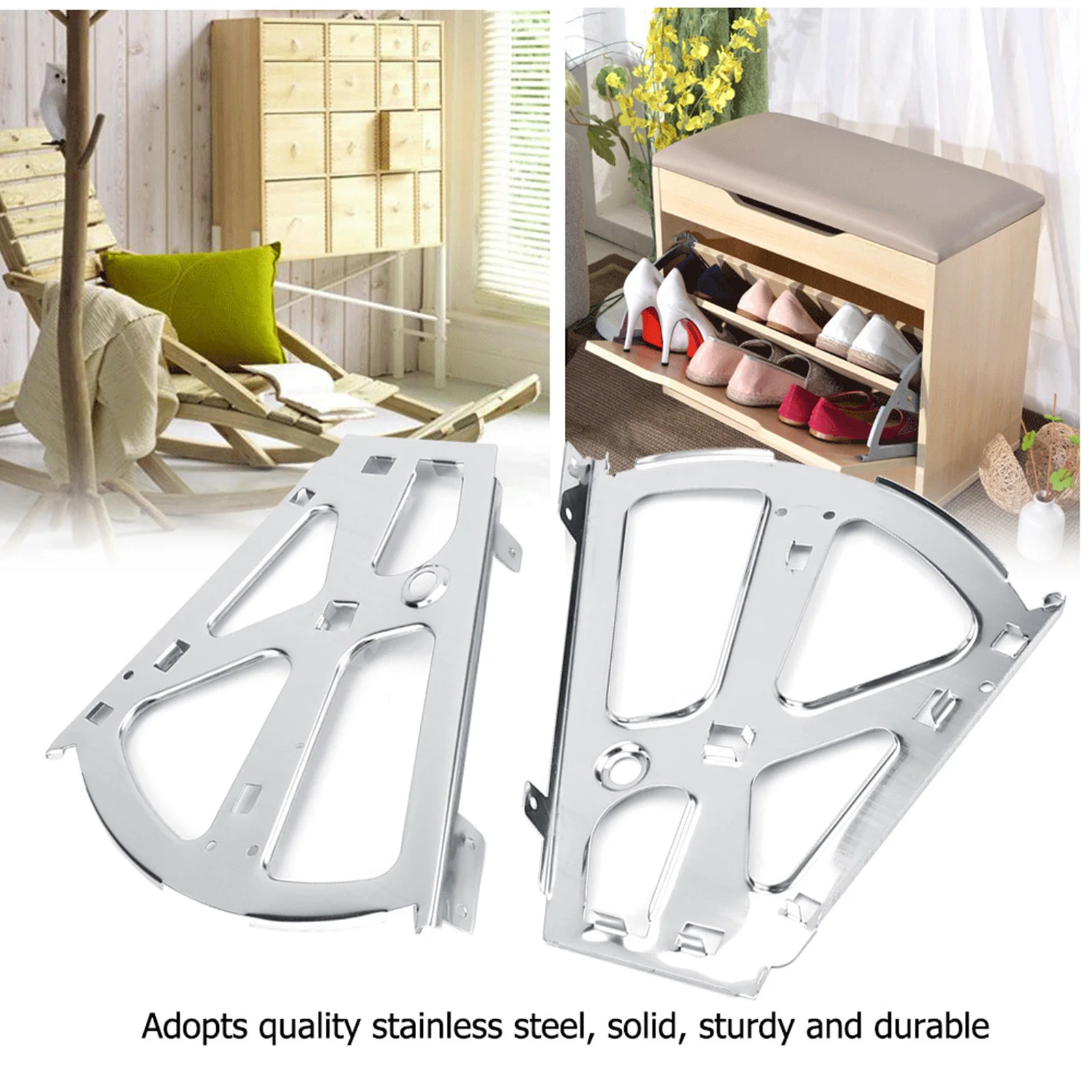 ZK40 2Pcs Stainless Steel Shoes Drawer Cabinet Hinges Turing Rack Replacement Fittings(2 Layers)