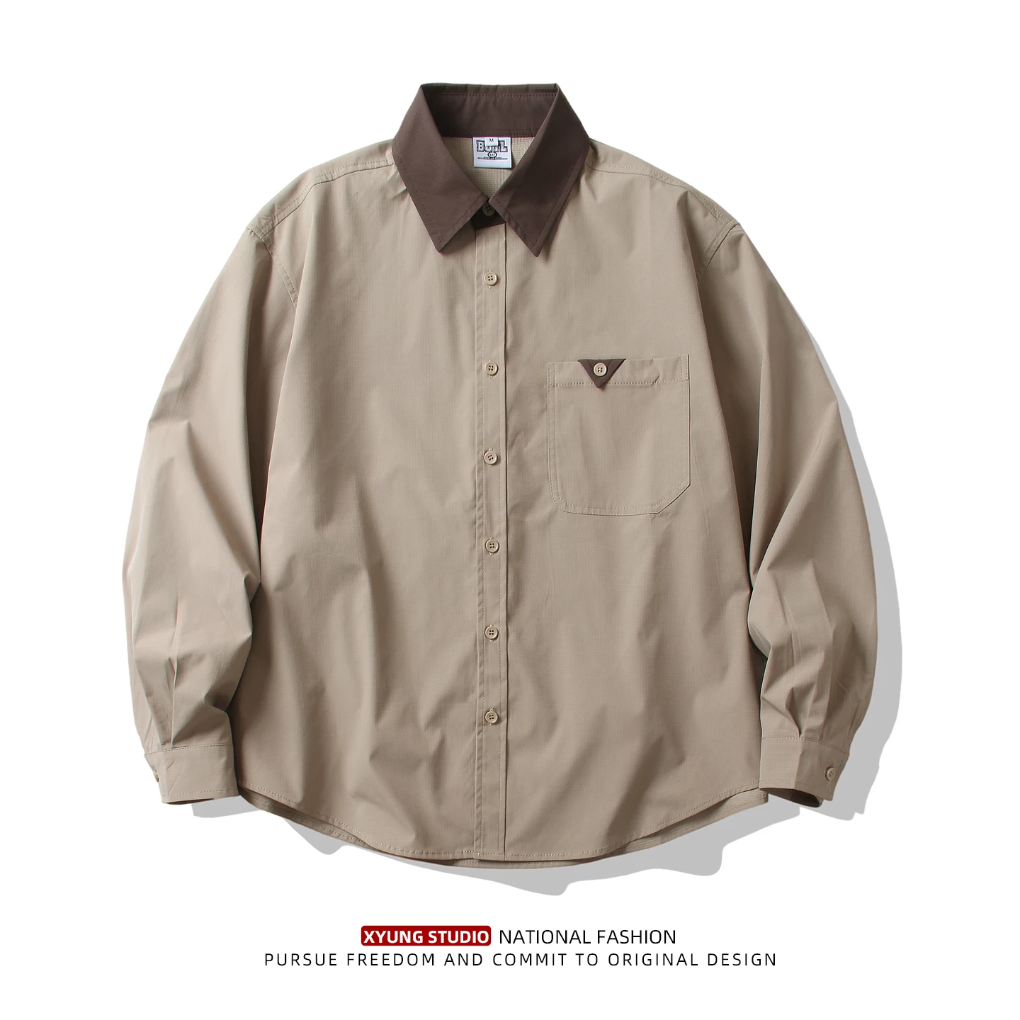 

Spring 2026 Loose Fit Color Blo Long Sve Casual irt Outdoor Sle Turn down Collar Youth Versatile Outerwear Top