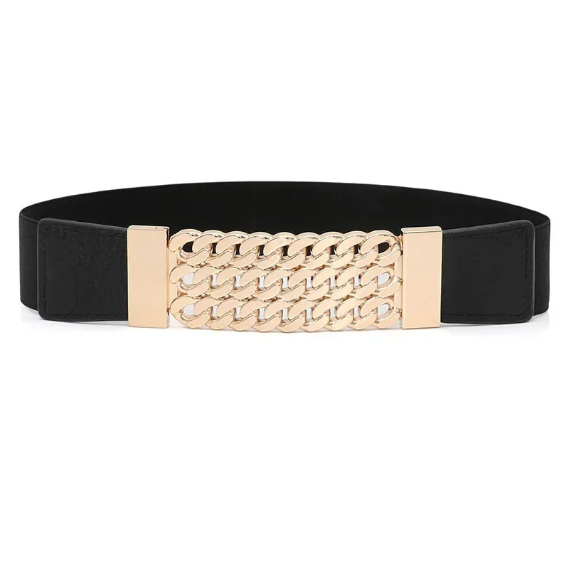 Bayan Kemer Elastik Streç Cinch Bayan Kemer Artı Boyutu Kızlar Kemer Bel Mühür Metal Toka Payetli Vintage Trim Bel