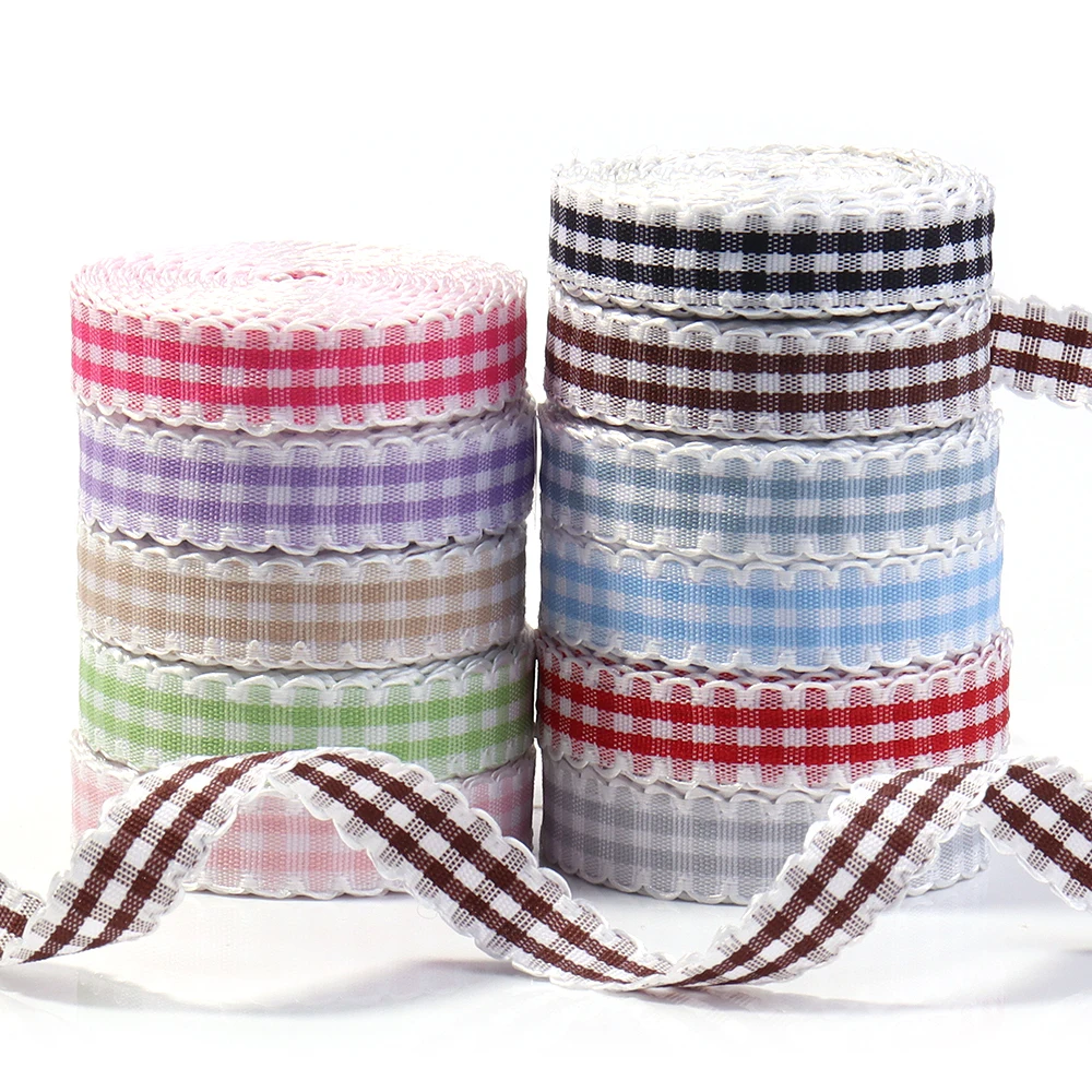 5 Yards Neue 10mm Plaid Baumwolle Band Hochzeit Weihnachten Dekoration DIY Nähen Stoff Handgemachte Schleife Band Blume Geschenk Verpackung – Detail 3