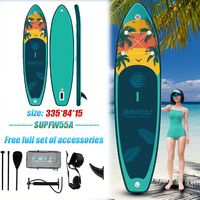 FUNWATER Stand-Up Paddleboard (SUP) - Double-Layer Thickened Surfboard for Lure Fishing Beginners - Widened Paddleboard