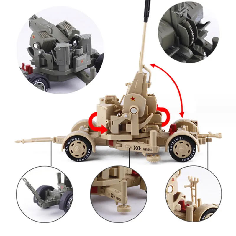 Modelo militar de aleación 1/35 para niños, pistola antiaérea, vehículo de lanzamiento de proyectiles, tanque de artillería de mortero, pistolas antiaeronaves, modelo de coche, Juguetes