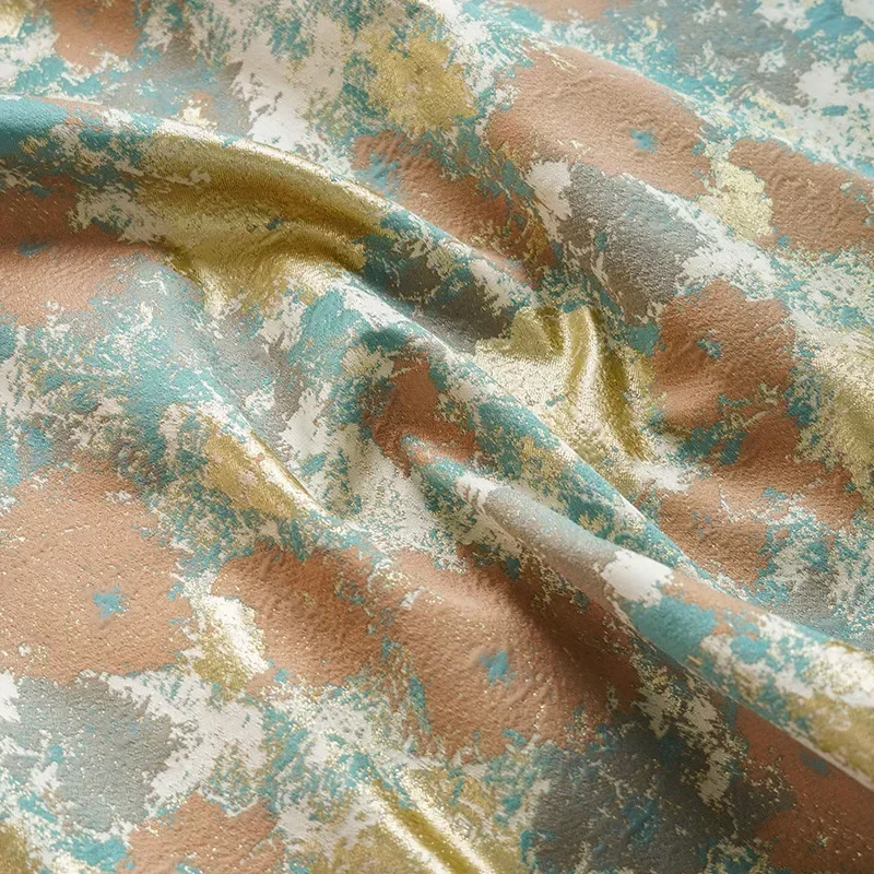 

Gold Silk Retro Jacquard Fabric Palace Style Women's Dress Coat Suit Decorative Sewing Fabric