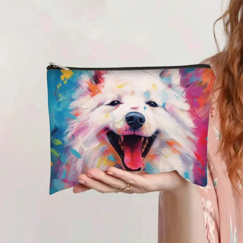 New Women Powder Puff Storage Bags Large Capacity Makeup Travel Toiletry Bag Cartoon Printed Zipper Bags Makeup Tool Accessories