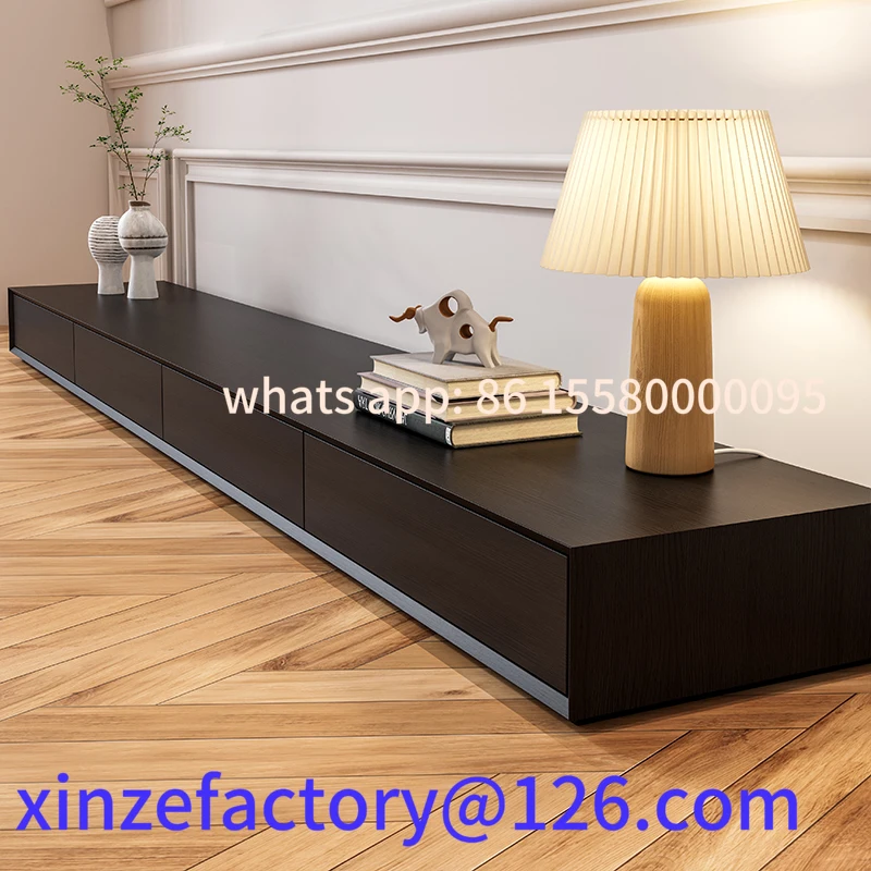 

Customizable floor-to-ceiling small apartment storage black TV cabinet