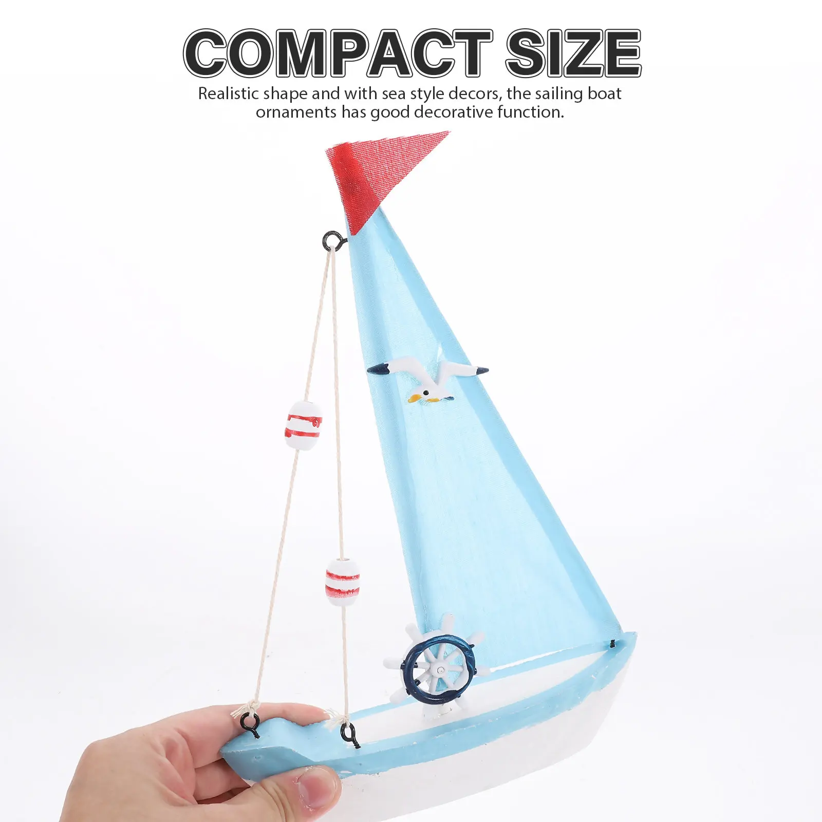 

Handcrafted Wooden Sailboat Decor Mediterranean Design Rustic Sailing Boat Ornament for Household Party Birthday Gift Interior