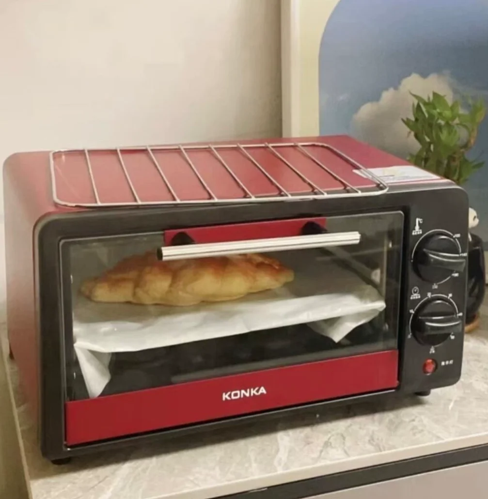Horno eléctrico pequeño para el hogar, 12L, multifunción, para hornear, automático, de dos capas, de escritorio, para pizza