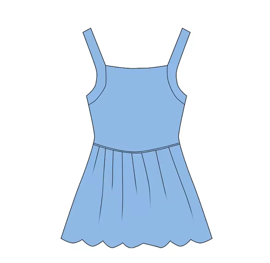 Boutique children's clothing sets Solid color suspender sports dress made of milk silk printed material custom
