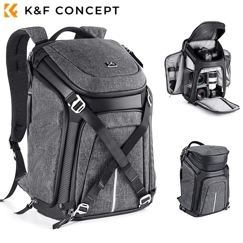 K&F CONCEPT 25L cameratas rugzak reistas voor fotografie geschikt voor 15.6" laptop & statief voor Canon Sony Nikon DSLR/SLR camera's