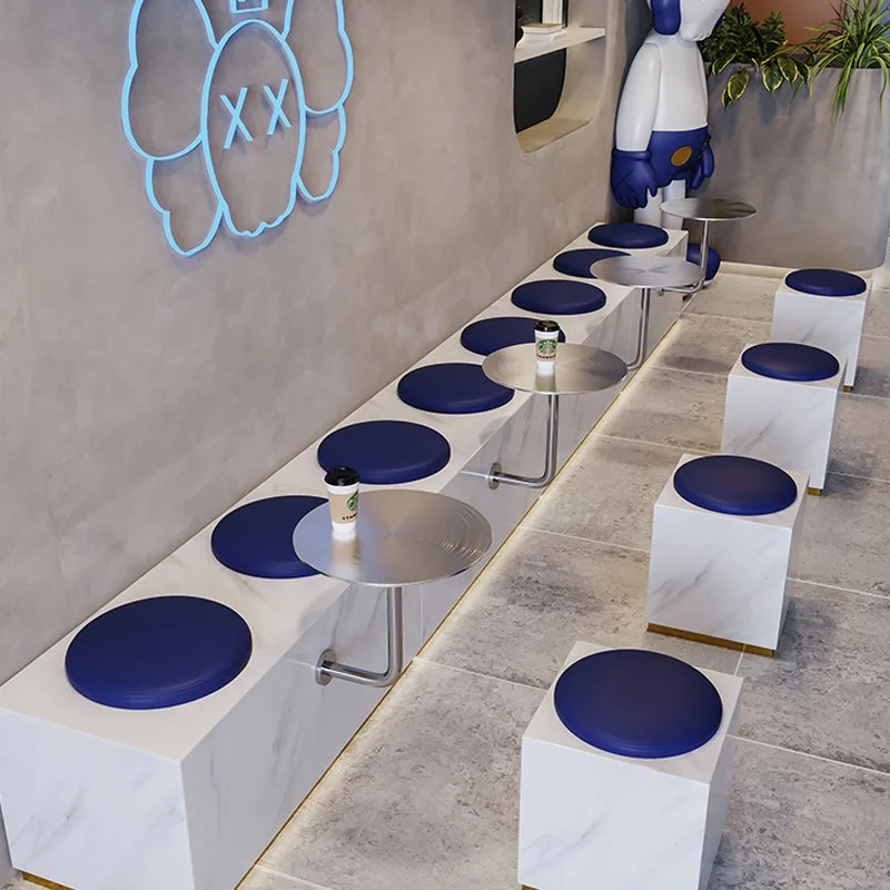 

-Coffee Shop Fast Food square Commercial Cafe Leather Wood Restaurant Sofa Bench Furniture Booth Seating Table Top and Chair Set