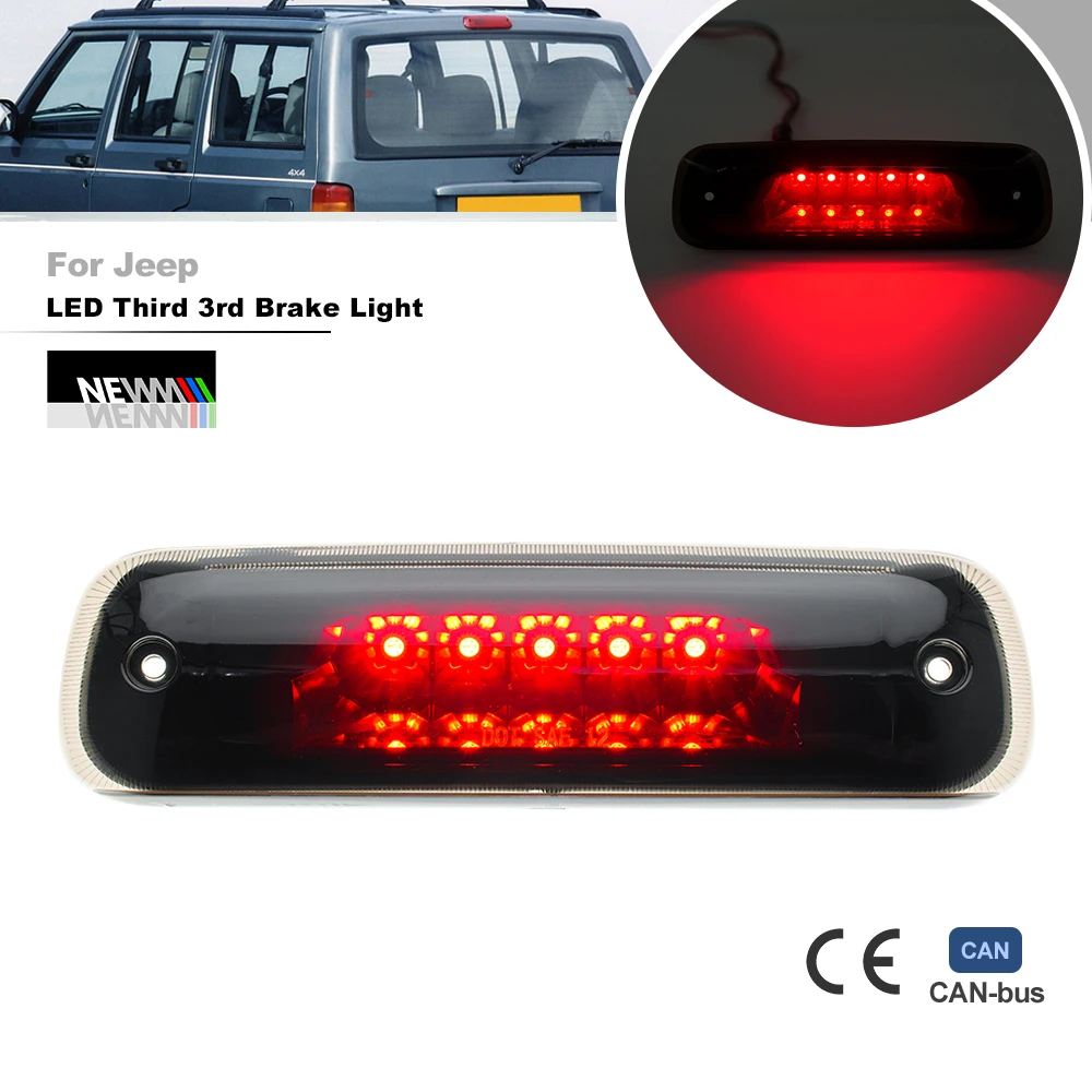 Smoked LED Third 3rd Brake Light Replacement For 1997 1998 1999 2000 2001 Jeep Cherokee XJ Center Stop Lamp CHMSL 55155614AE