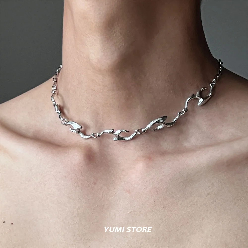 New Trend Irregular Titanium Steel Necklace For Man Luxury Collar Chain Unisex Jewelry Street Hip Hop Accessories Wholesale