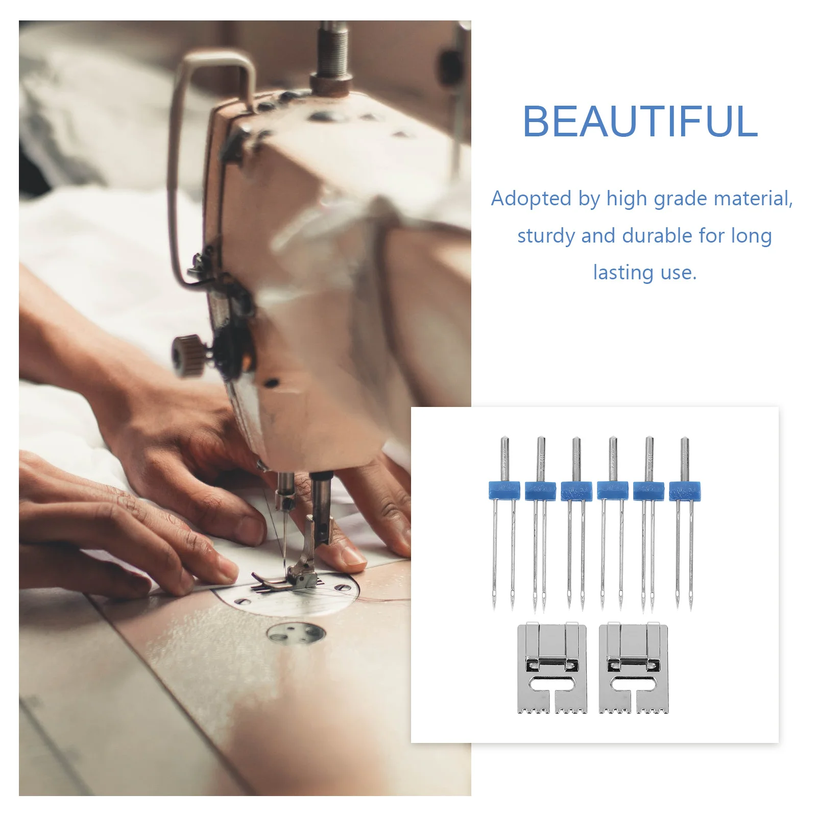 

2 Sets Twin Needle Sewing Machine Pintuck Presser Double Needles Tools Accessories Professional Lightweight Storage Box Included