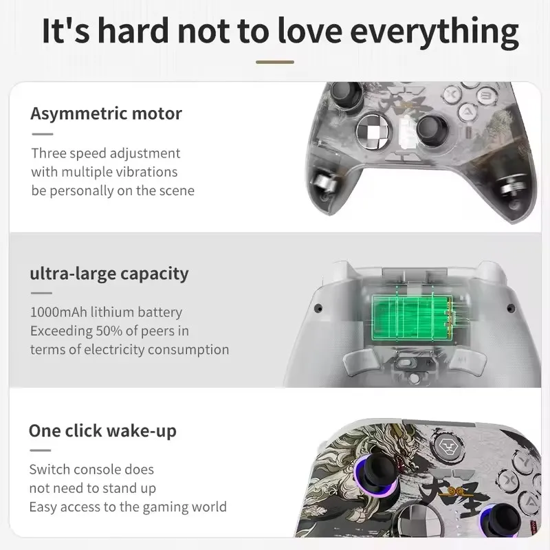 Wukong وحدة تحكم في الألعاب لاسلكية مع عصا التحكم في القاعة الخطي الزناد بلوتوث غمبد للتبديل/الكمبيوتر/الجهاز المحمول/IOS/أندرويد