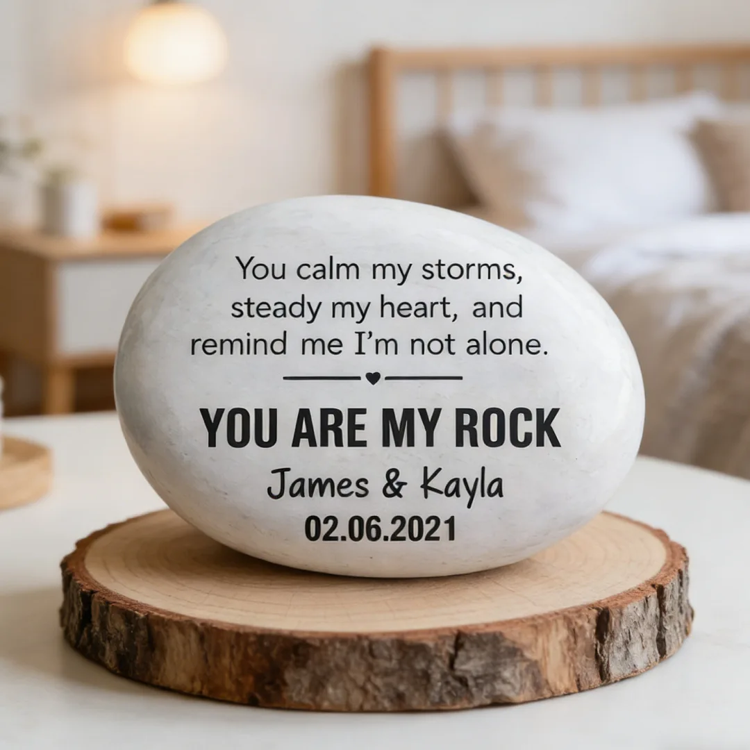 

Персонализированный гравированный камень с надписью «Ты — мой камень», романтический подарок на годовщину для пар, мужа, жены, подарок на День святого Валентина