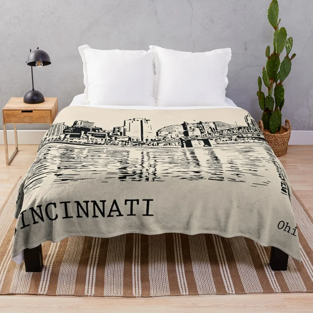 Cincinnati Ohio Throw Blanket Flannel decorative Blankets