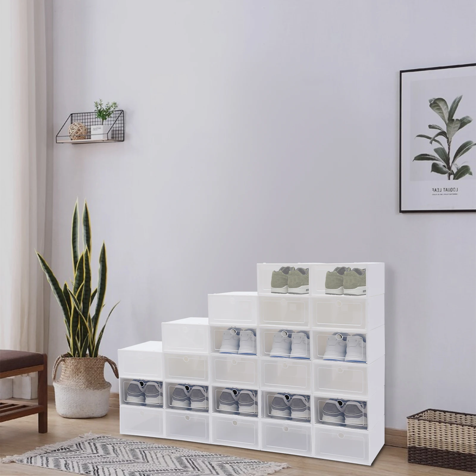 24/20 Pcs PP Foldable Dustproof Shoe Boxes With Large Space, Easy to Clean, Storage Box for Sundries, Multi-place Use image 4