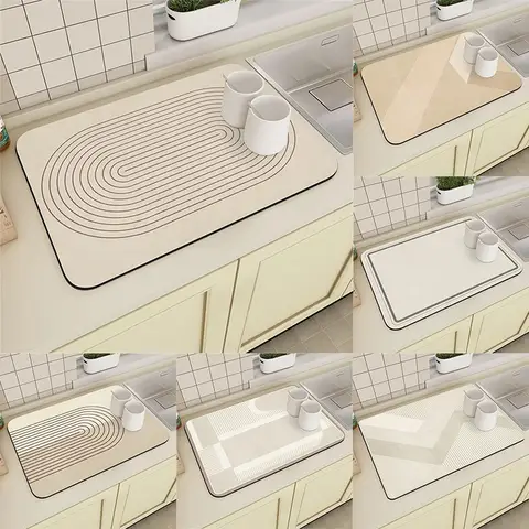 커피 기계 배수 매트 주방 수조 컵 흡수성 매트 크림 라인 간단한 테이블 규조토 세척 가능 건식 미끄럼 방지 매트