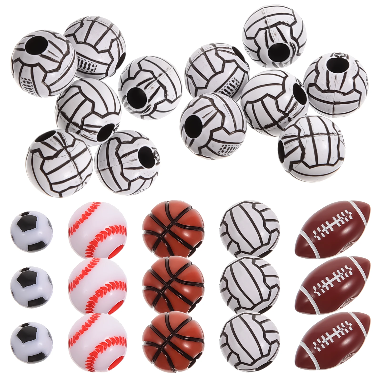

250Pcs Sports Ball Spacer Beads DIY Jewelry Making Charms Loose Beads for Bracelets Necklaces Keychains Acrylic Volleyball Bead