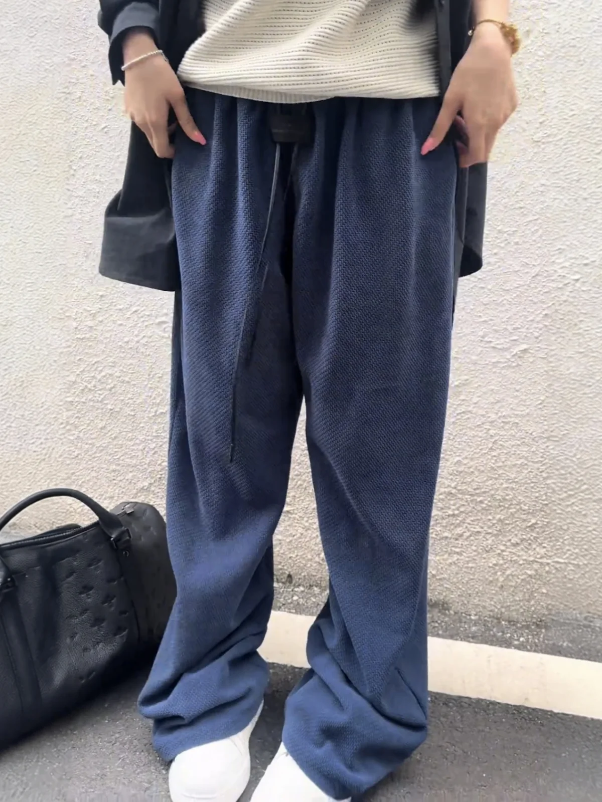 Spring Summer Men Women Casual Pants Drapey Comfortable Skin-friendly Breathable Straight Leg Long Trousers Snake Scale Pattern