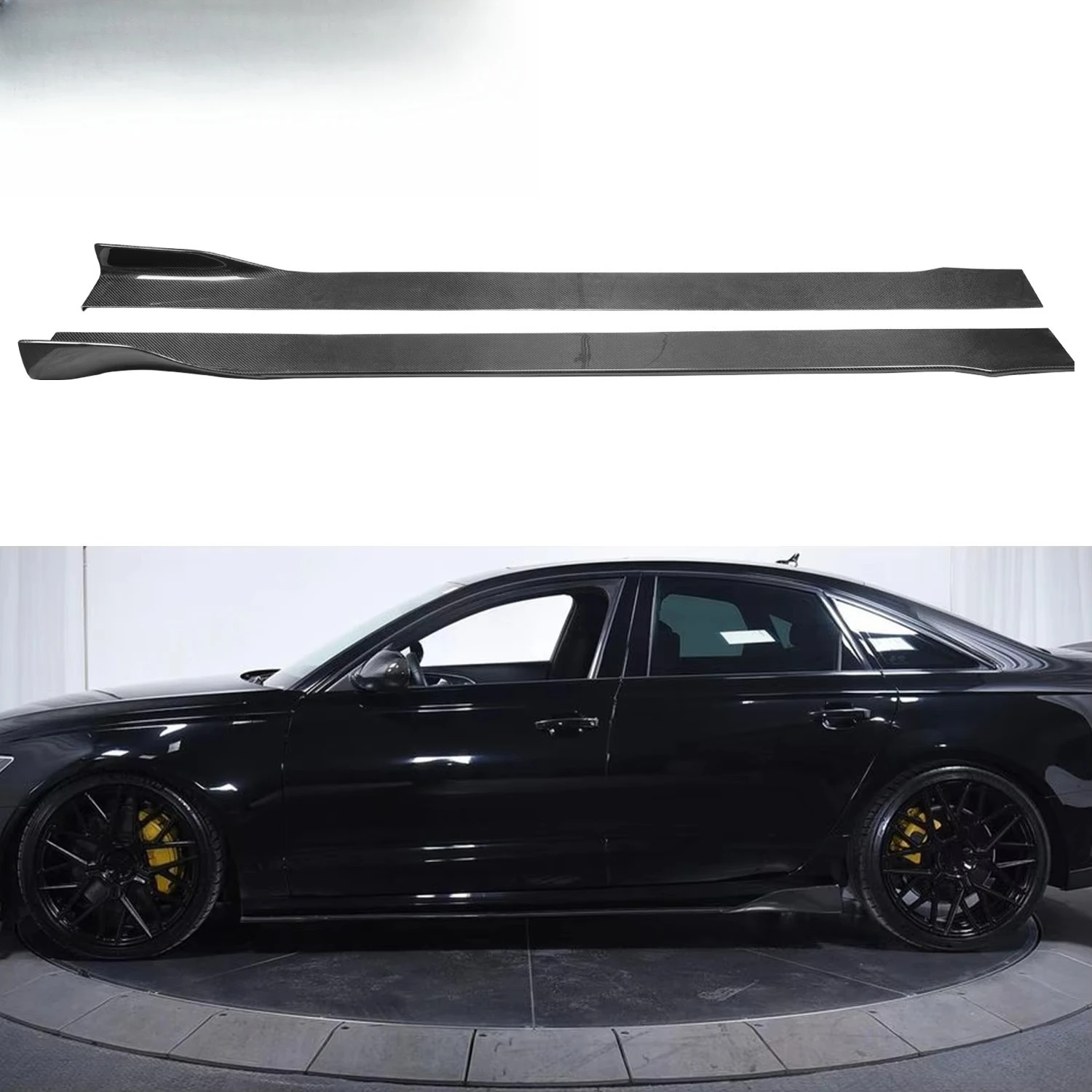 

Suitable for Carbon Fiber Side Skirt Custom Length Modification Upgrade Body Kit