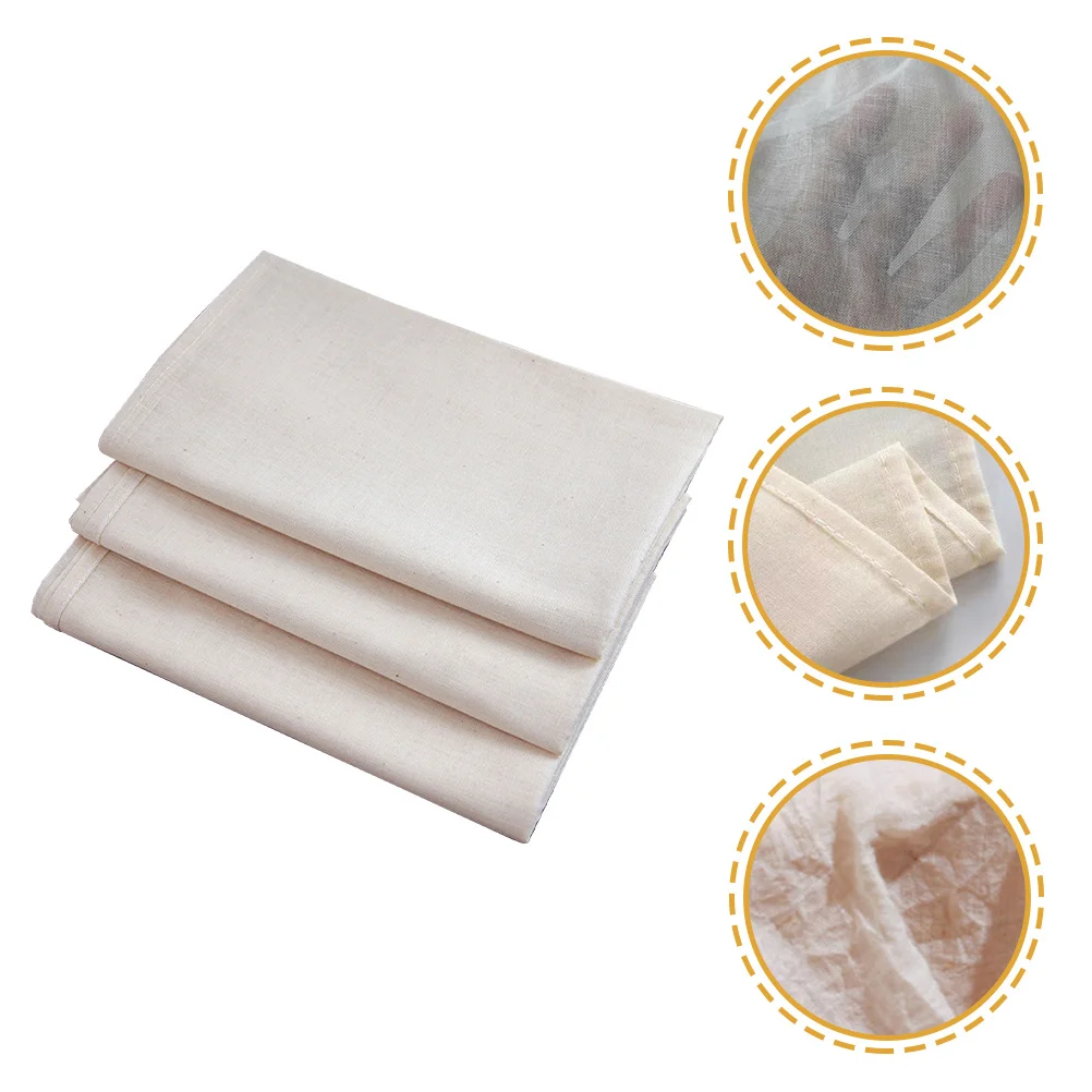 

3pcs Kitchen Cheesecloth Reusable Cotton Filter Cloth For Straining Yogurt Cheese Tofu Milk Making Multipurpose Cooking Supply