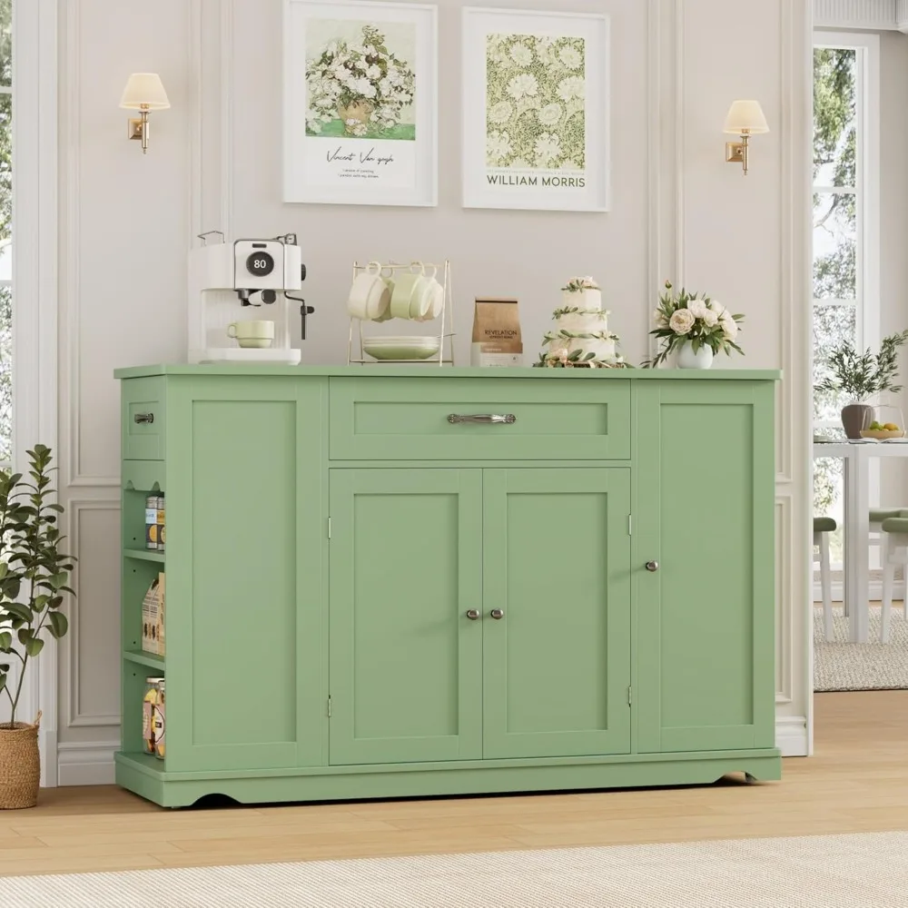 عربة جزيرة المطبخ مع مساحة تخزين، 47 طاولة دوارة على عجلات، درجين، جزيرة تخزين المطبخ بارتفاع قابل للتعديل