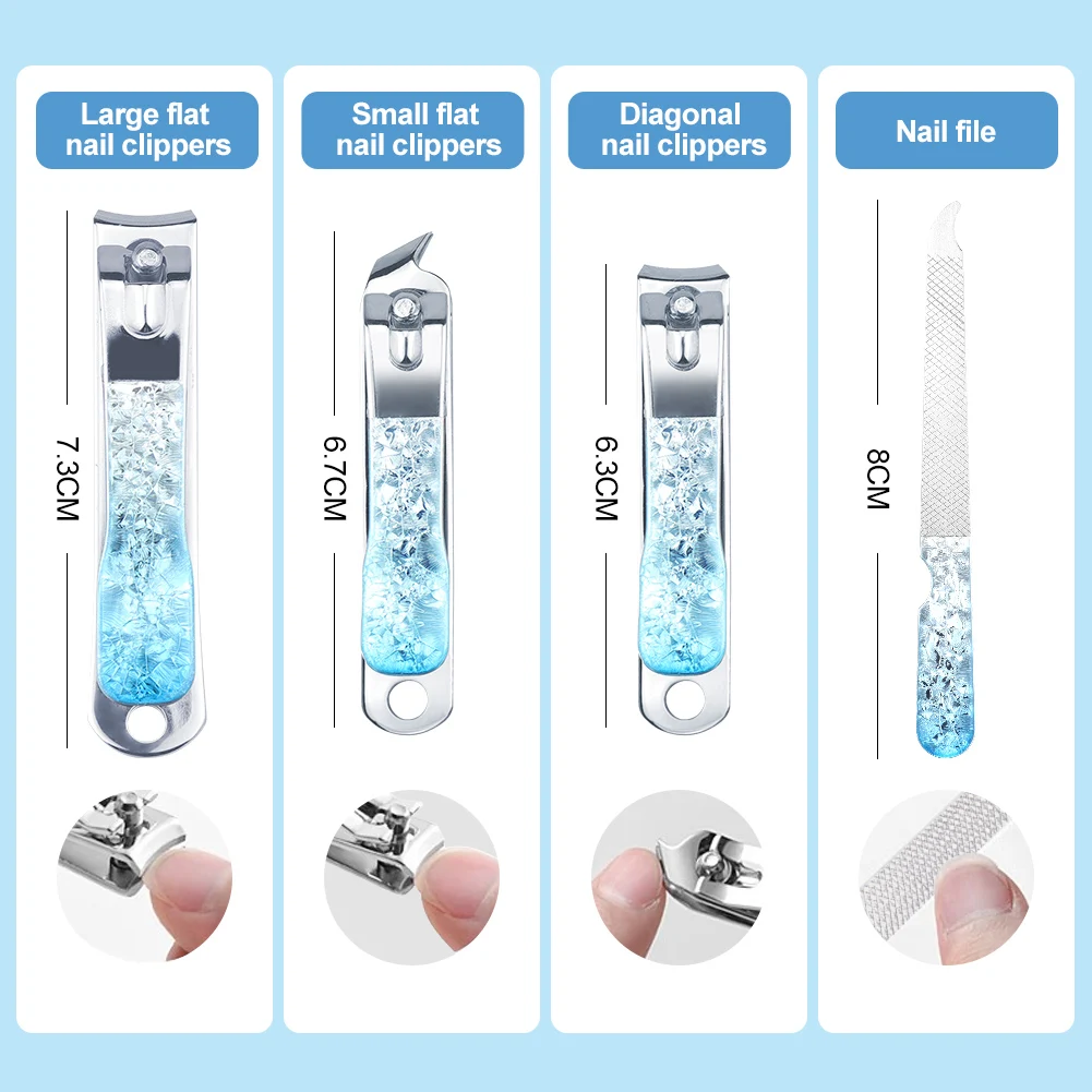 Professional Manicure Set Kit, Nail Clippers coloridos, Pedicure Ferramenta Pinças Sobrancelha Aço Inoxidável, Nail Trimmer Sets, Scissor