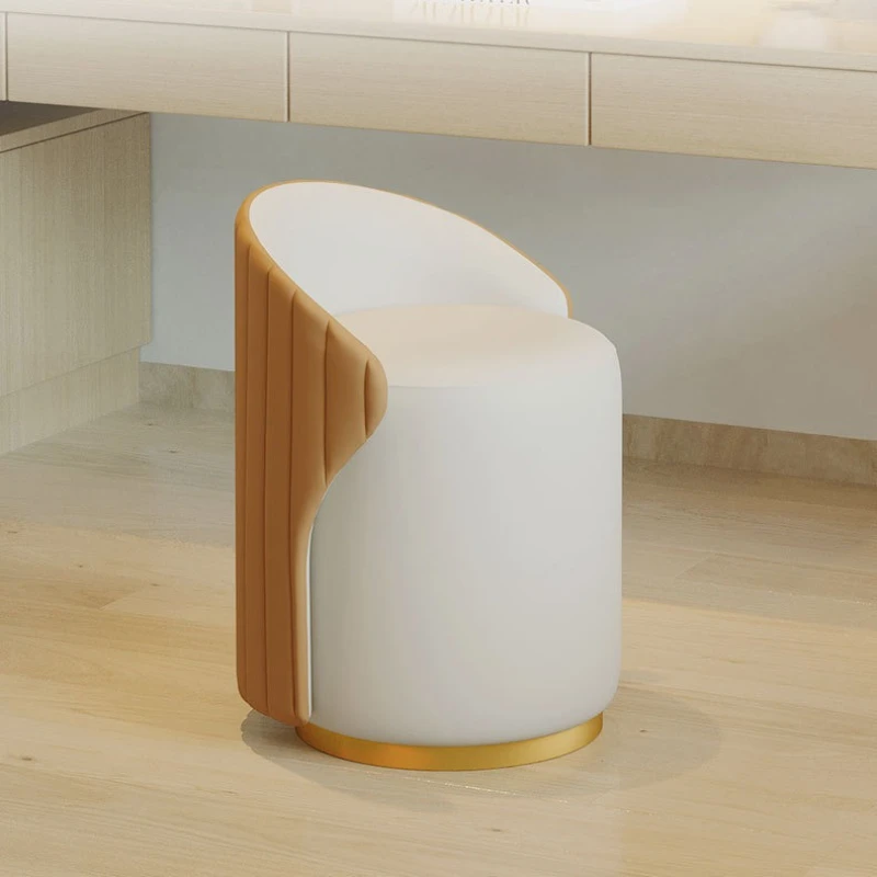 PU Leather‌ Rotating Stool with Color Mathcing Design Bedroom Vanity Stool Easy Clean Makeup Bench Stylish