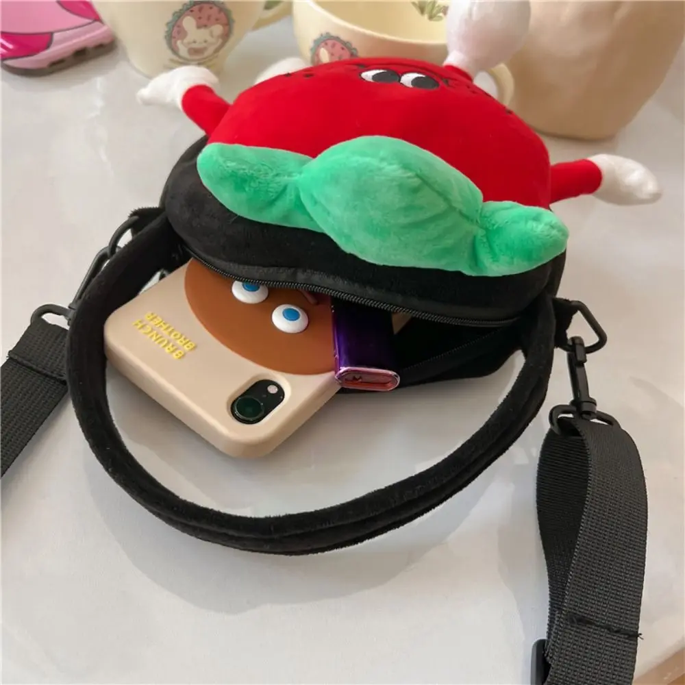 Funny Strawberry Kawaii Fruit Bag Cartoon Crossbody Bag Orange Shoulder Bag Creative Cute Plush Avocado Bag Kids