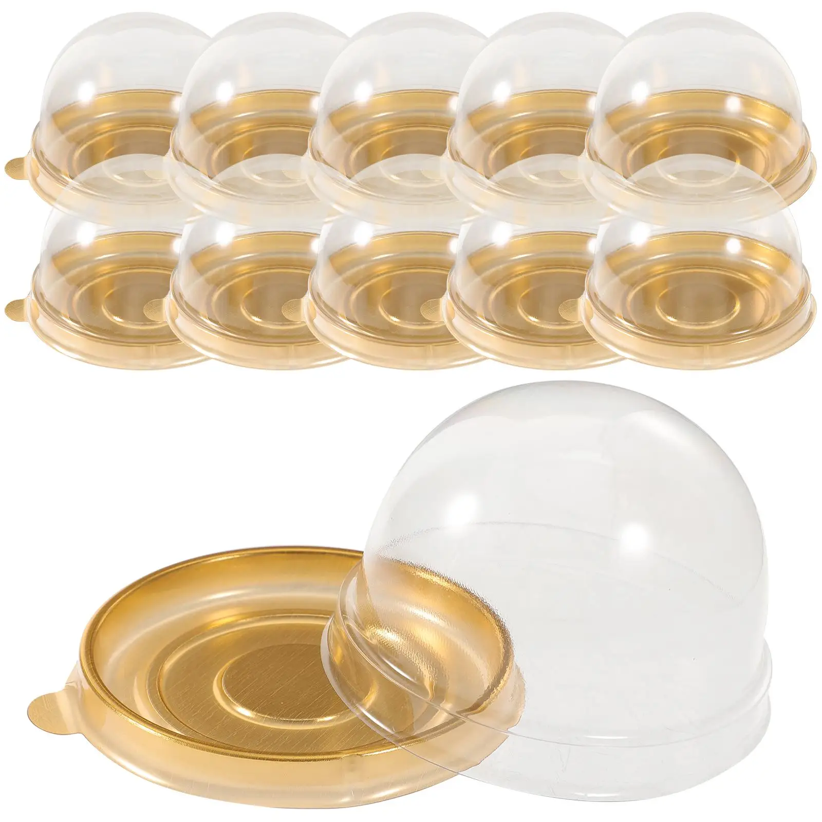 

50 Pcs Pastry Packaging Boxes Baking Gift Accessories Dessert Macaron Small Cake Clear Mousse Containers Sealed Bakery Treat