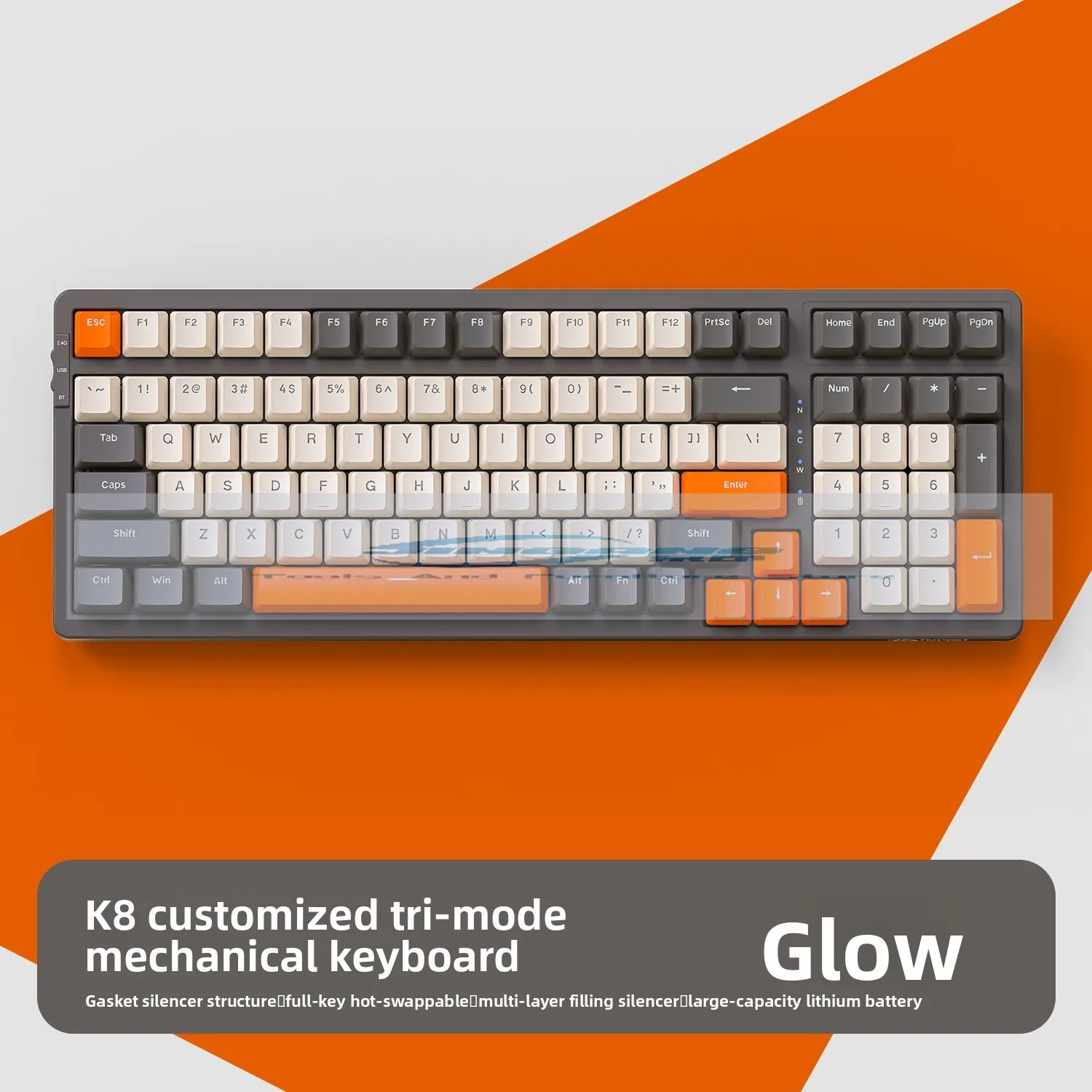 

K8 mechanical keyboard wireless 2.4G bluetooth three-mode hot-swappable customized game gasket structure
