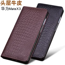 Lluxury Genuine Leather Magnet Clasp Phone Cases For Huawei Mate X3 Kickstand Holster Cover Case