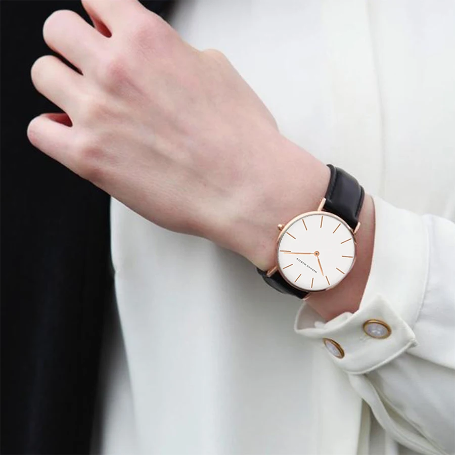 HANNAH MARTIN Top Marke Frauen Wasserdichte Armbanduhren 36mm Mode Luxus Ultra Dünne Leder Kreative Rose Gold Damen Uhren – Detail 11
