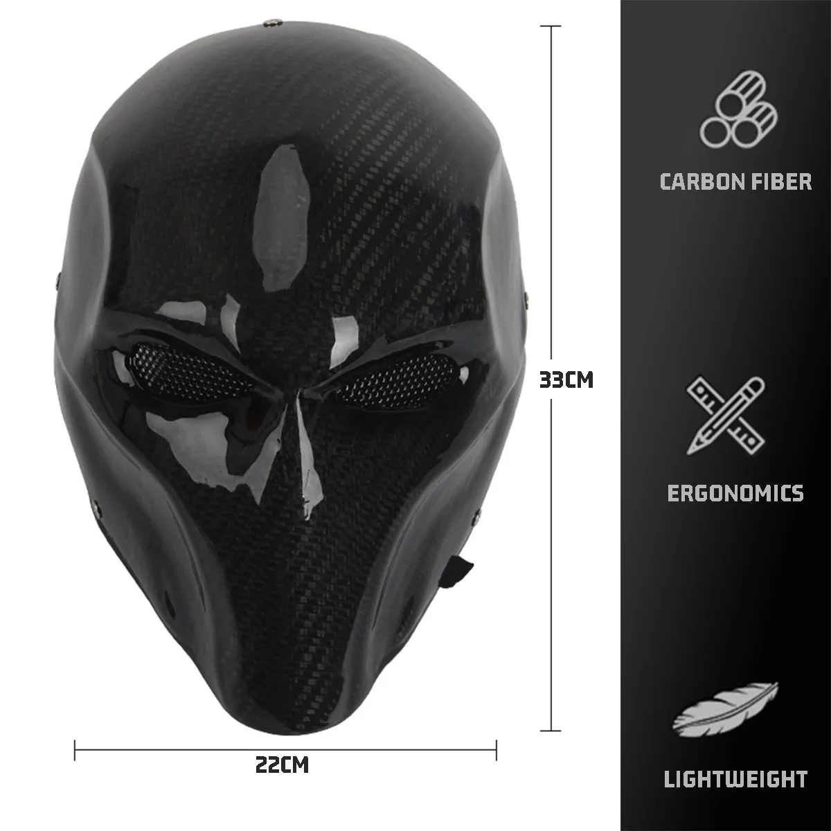 Máscara fibra de carbono Airsoft face cover Deathstroke – Cosplay Halloween