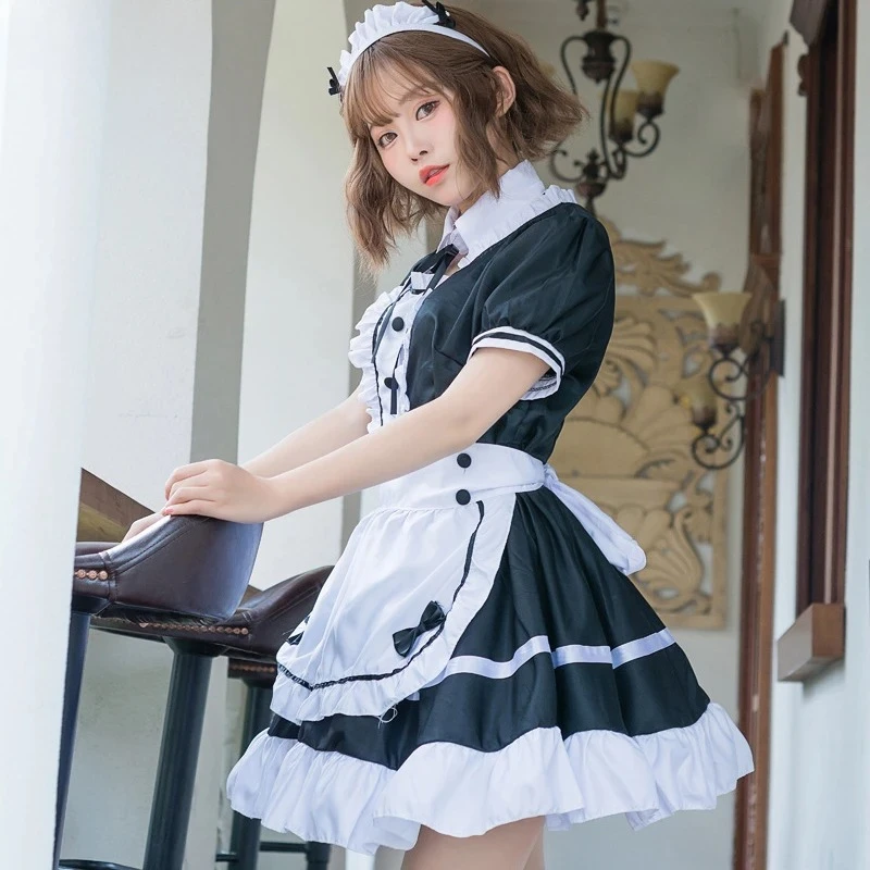 أزياء الهالوين المتقاطعة للرجال والنساء مقاس كبير زي خادمة سيسي أنيمي كوسبلاي فستان لوليتا قوطي حلو #3